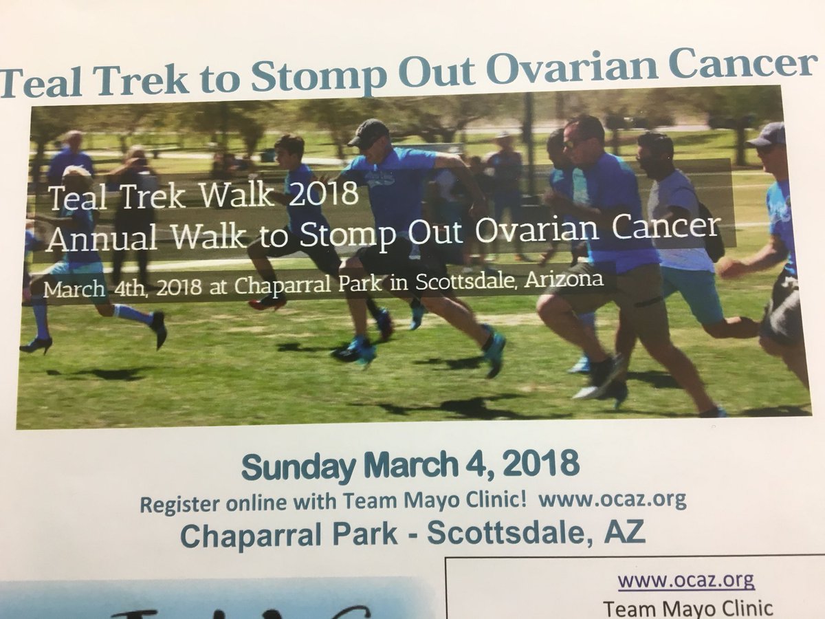 WassonMegan's tweet photo. Getting reading to head to #OCAZ Teal Trek walk to support #OvarianCancer survivors and research with team #MayoClinicAZ. Come join us if you can! @butlerluck @joyi1014 https://t.co/EtWPk4fgvk