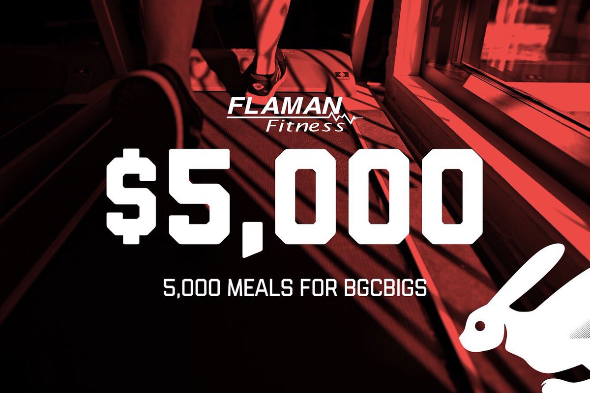 A massive THANK YOU to <a href="/FlamanFitness/">Flaman Fitness</a> for their donation to our 2018 24 Hour Treadmill Challenge. Providing 5,000 meals to <a href="/BGCBigs/">BGCBigs</a> #RCR24H