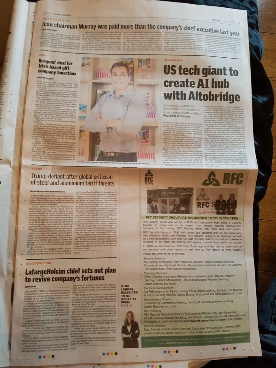 RFCSecurity's tweet photo. RFC Group in today's Sunday Independent Business Section https://t.co/69FLMFxZVz