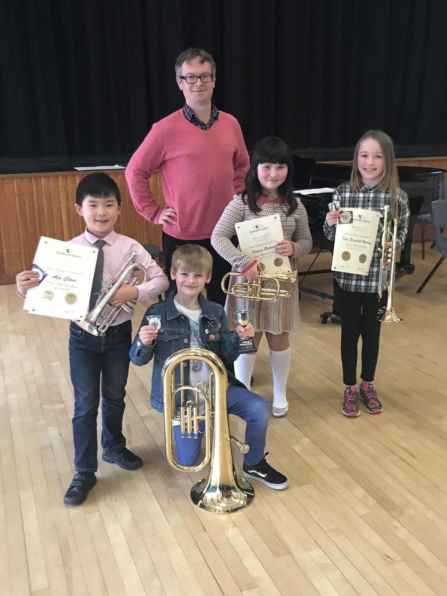 Our brass posers! Fantastic brass performances to start our afternoon at St Margarets School in Bushey, Herts...