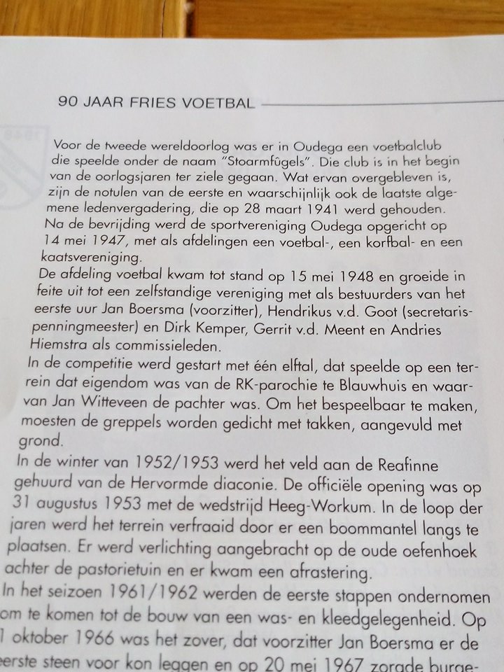 Het ontstaan van #vvOudega #vvOudega70jaar