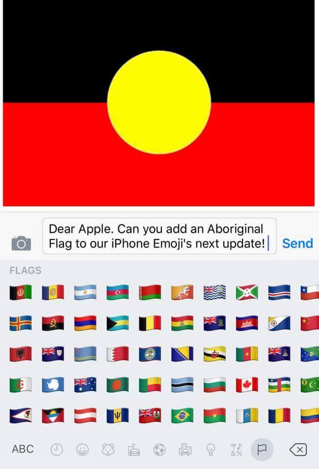 LexieBree1989's tweet photo. Serriously @Apple ? Why is there no #AboriginalFlag? Shame on you!! #Apple https://t.co/cBckMf39af