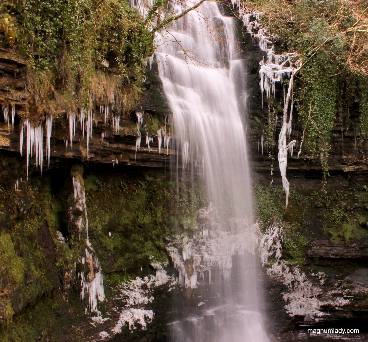 magnumlady's tweet photo. Ice, ice, baby. Glencar Waterfall in Leitrim, Ireland - surrounded by icicles. https://t.co/7xjddwwWr8
