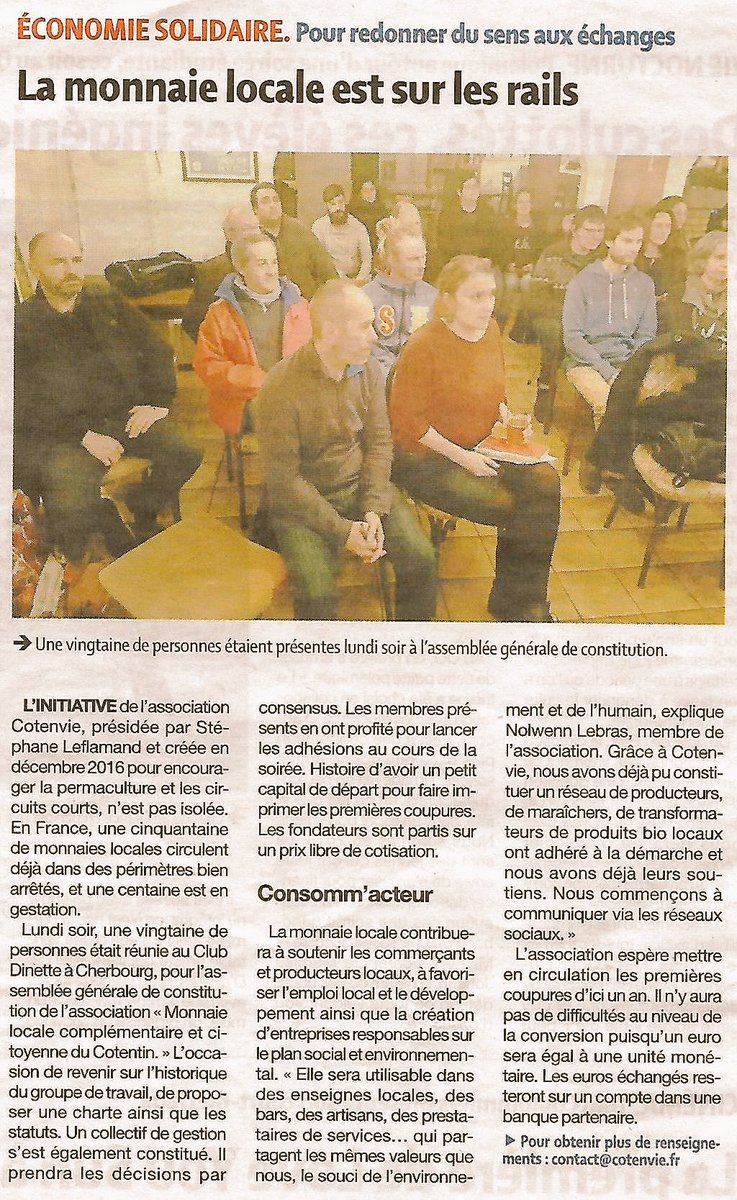 cotenvie50's tweet photo. Nouvelle étape #association en route pour une #monnaie #locale #citoyenne en #Cotentin #Cherbourg #Normandie #mlcc #prosperite https://t.co/vBnbj5uEow