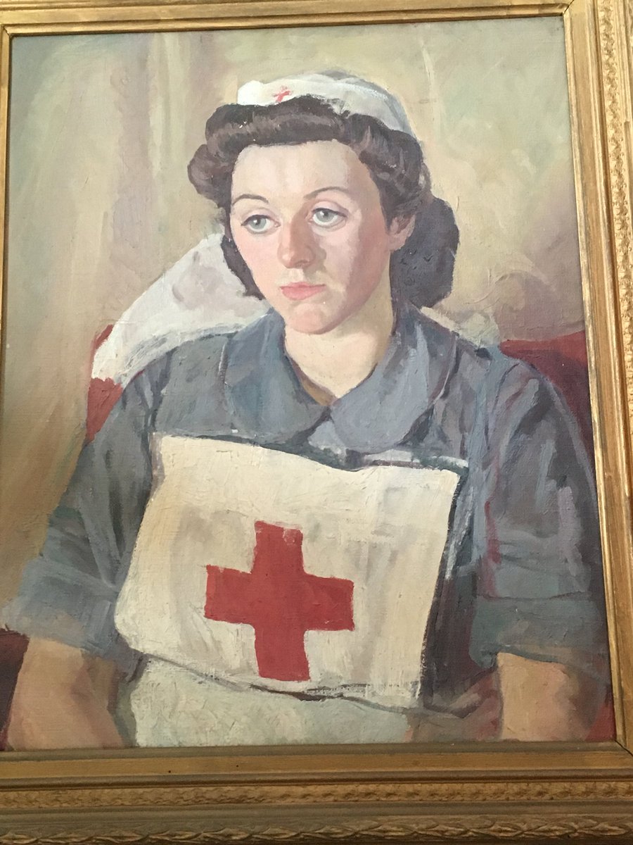LonGwalia's tweet photo. Two pics of my grandma (Joan Vickers Evans nee Backhouse). One painting of her in her nursing uniform and one in her Red Cross uniform. Both from WWII #redcross #Voluntaryaiddetachment https://t.co/7tvHGbkQqw