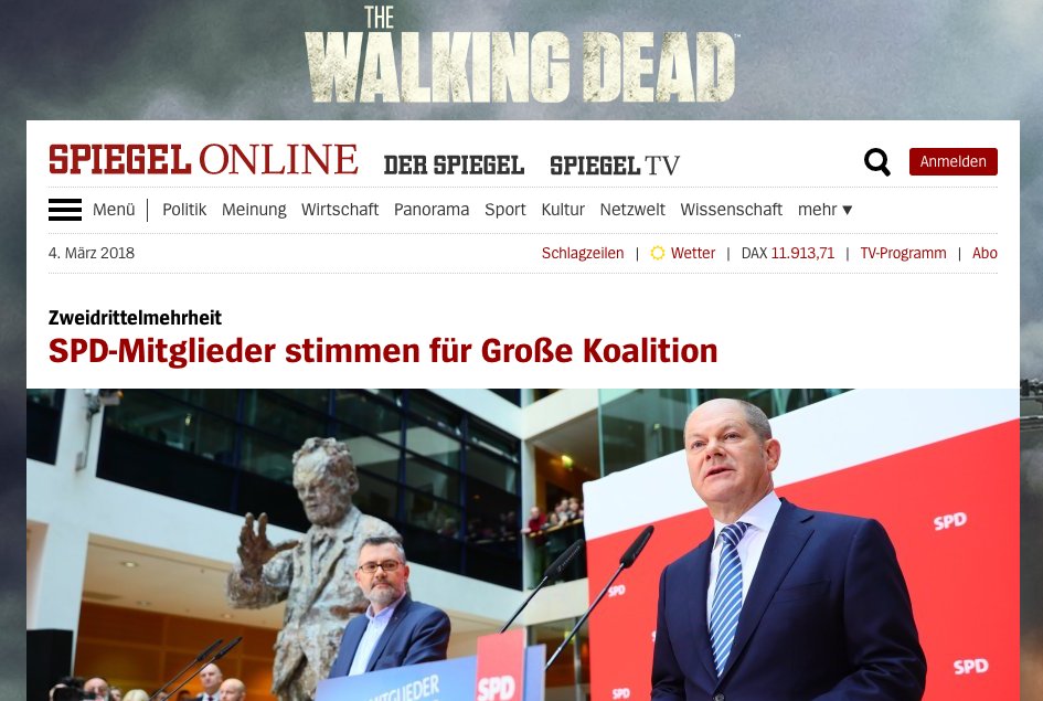 Beste #Werbeplatzierung des Tages! #Groko #SPD #TWD #Zweidrittelmehrheit