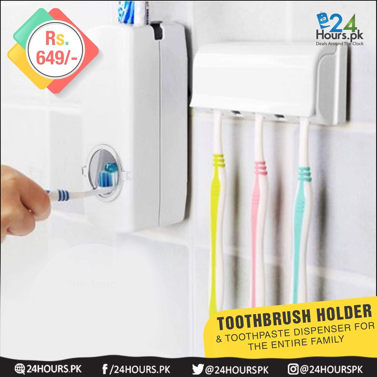 24HoursPK's tweet photo. No more irritating tubes. No more toothpaste wastage. And stay hygienic too!

Order Here: https://t.co/hEQZtT3HqV

#ToothpasteDispenser #ToothbrushHolder
#Household #Lifestyle #BuyNow #OrderNow #ShopTillYouDrop #ShopOnline #OnlineShopping #24HOURSPK #Pakistan https://t.co/7LRcyfh2YQ