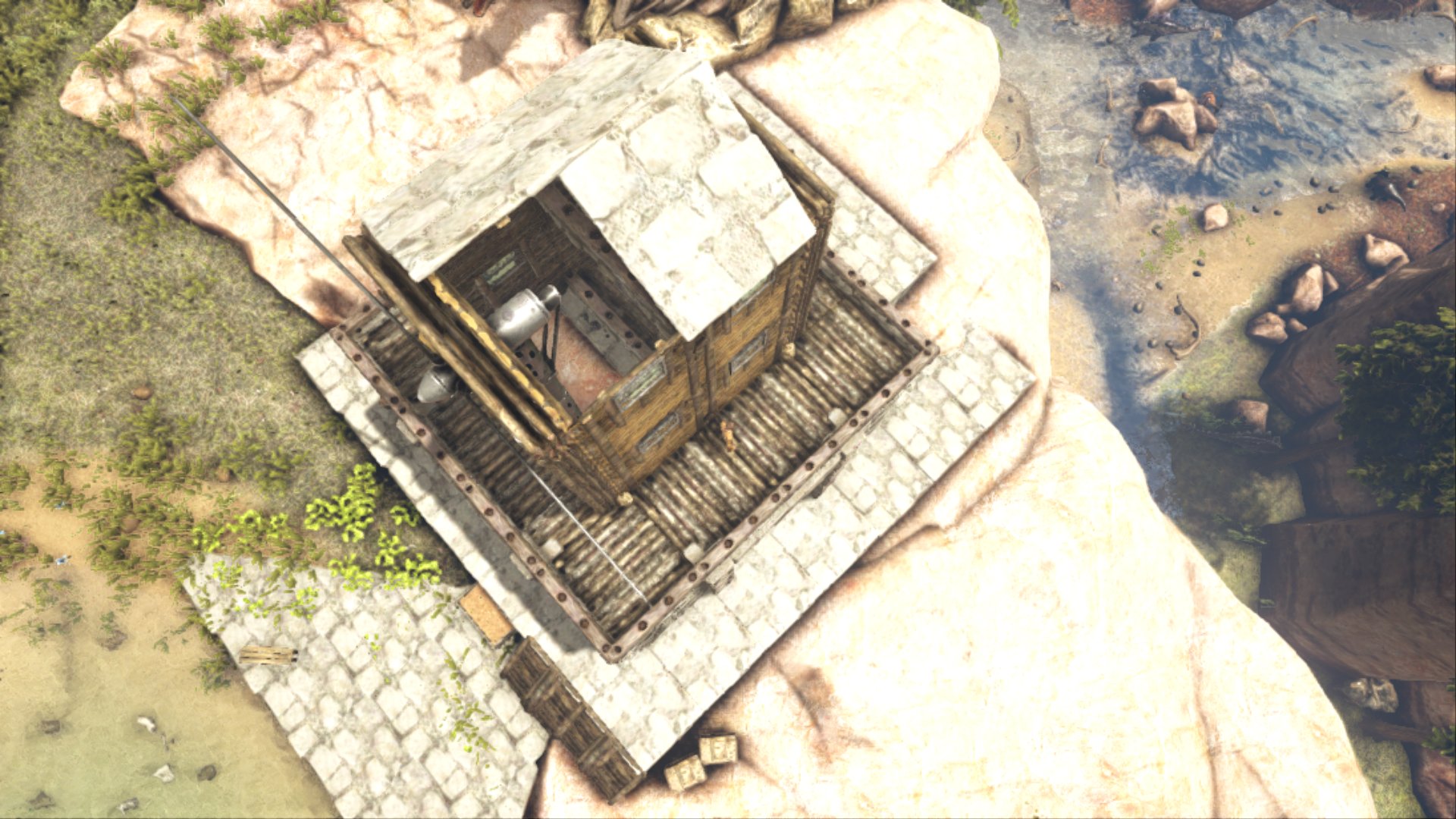 Ba333 風車小屋 いけると思ったんだけど 風力発電の下部 モーターみたいなとこの上に屋根つけると動かなくなる仕様のせいで屋根塞げず 温室屋根でもダメだった Ark Ps4share