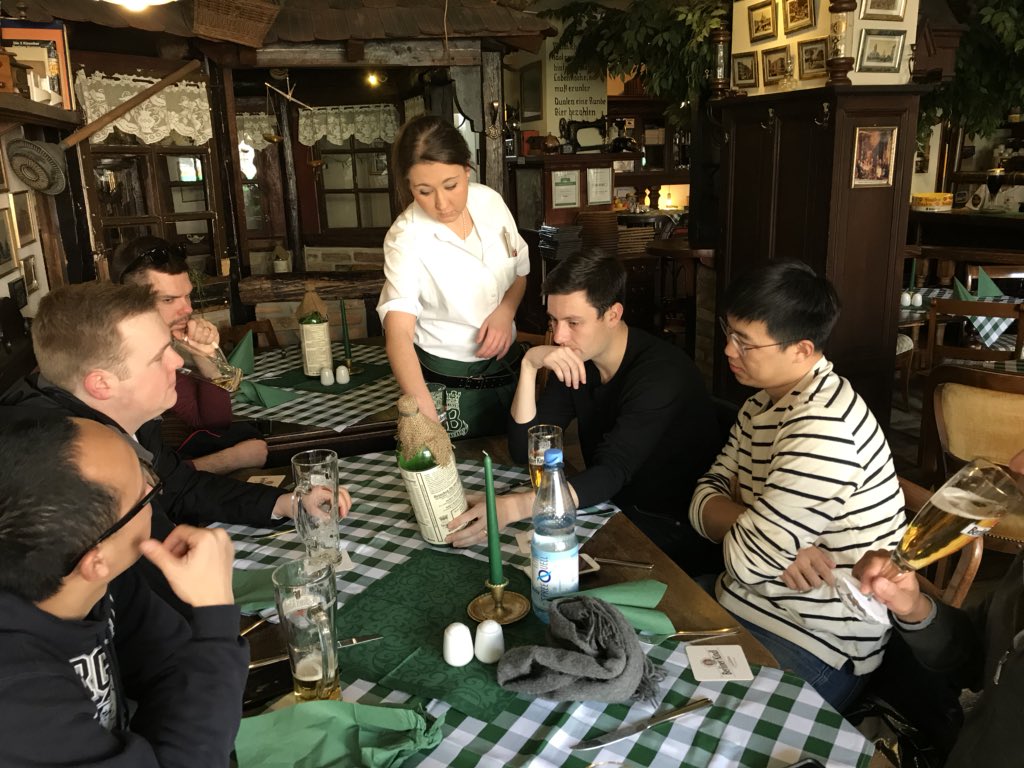 chua_jp's tweet photo. Which beer is best for the morning? Team BBraun and GE Healthcare at Alt-Berliner Wirtshaus. #MSBGlobal https://t.co/2OmRAqpZaH