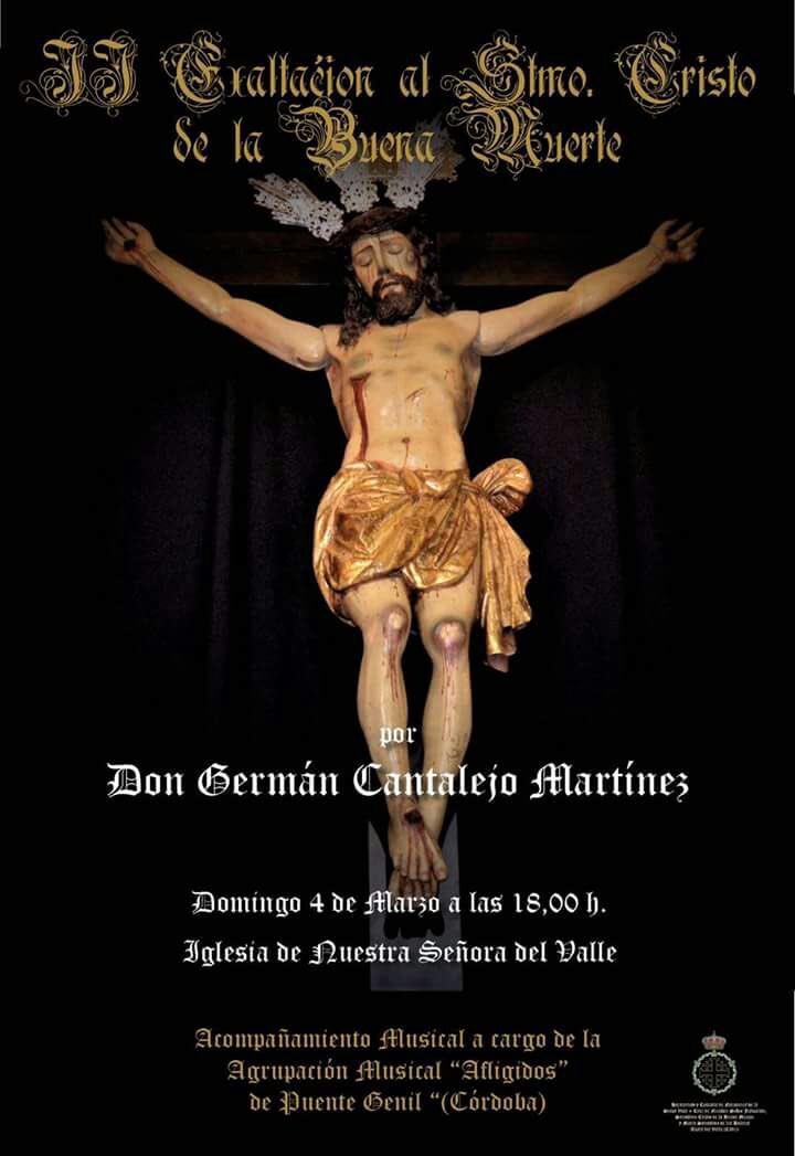 RECUERDA!! Hoy a las 18 horas, tendrá lugar la II Exaltación al Stmo. Cristo de la Buena Muerte a cargo de nuestro Hermano D. Germán Cantalejo