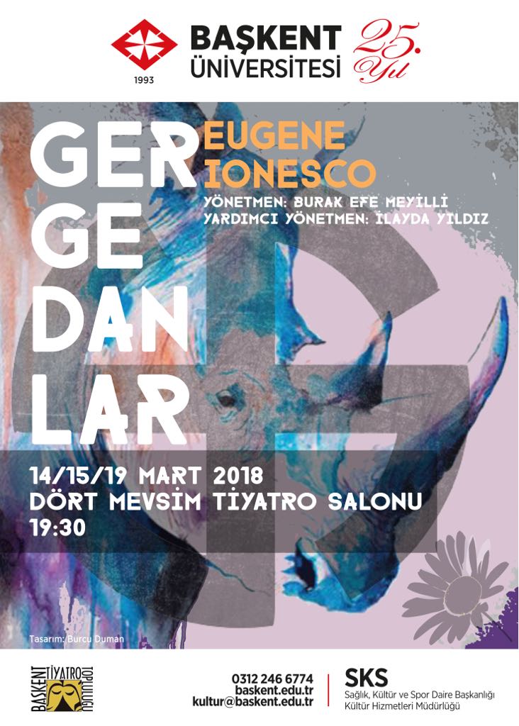 Sıradan bir öğle vakti, bir kilise meydanında, sıra dışı bir şey görülür...Bir GERGEDAN!Herkesi şaşırtan ve ürküten bu olay Berenger'i hiç endişelendirmez. Fakat günden güne şapkalıların sayısı azalırken boynuzluların sayısı artar...