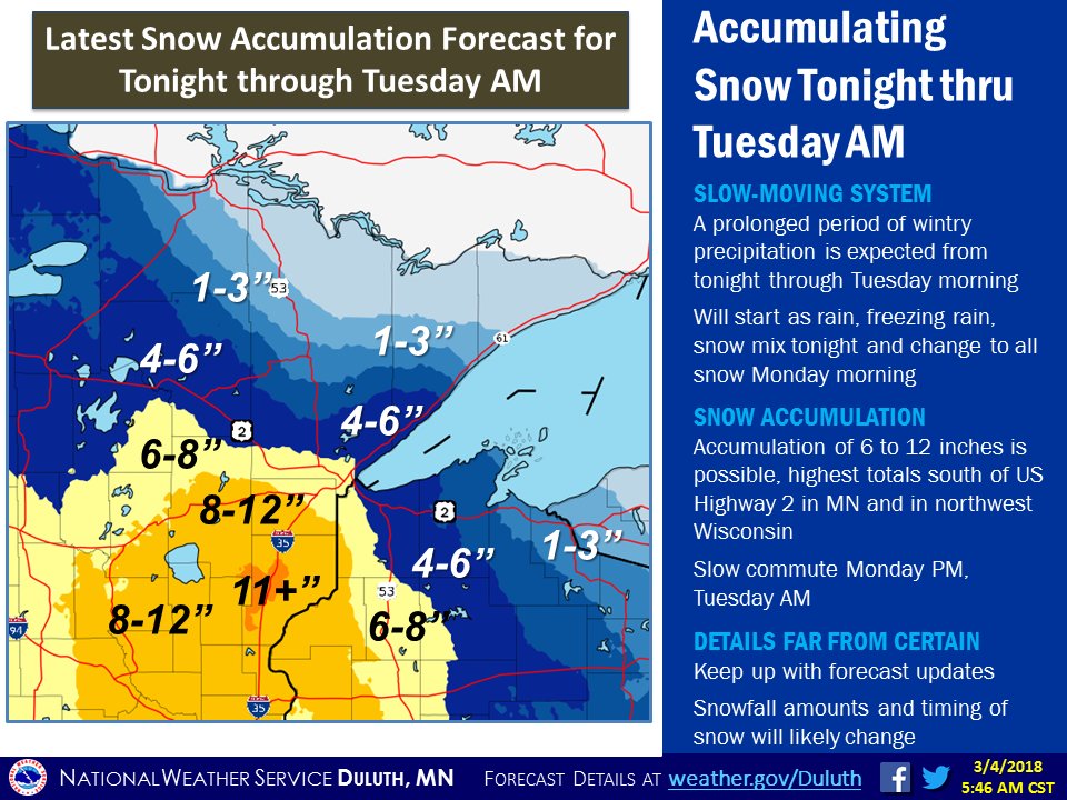 NWS Duluth on Twitter "Updated snow amounts for the winter storm