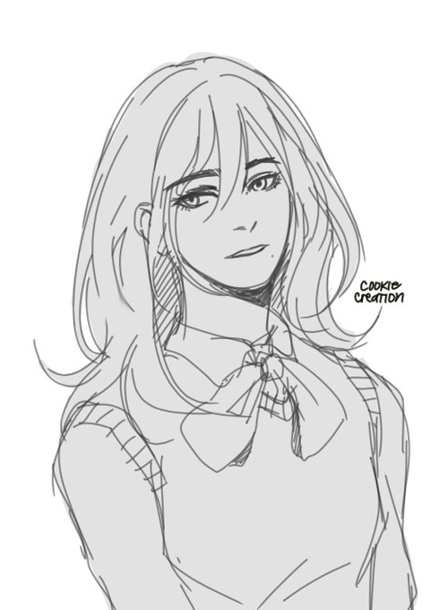 A glasses-less kiyoko phone drawing that i cant color bc pen pressure sucks 