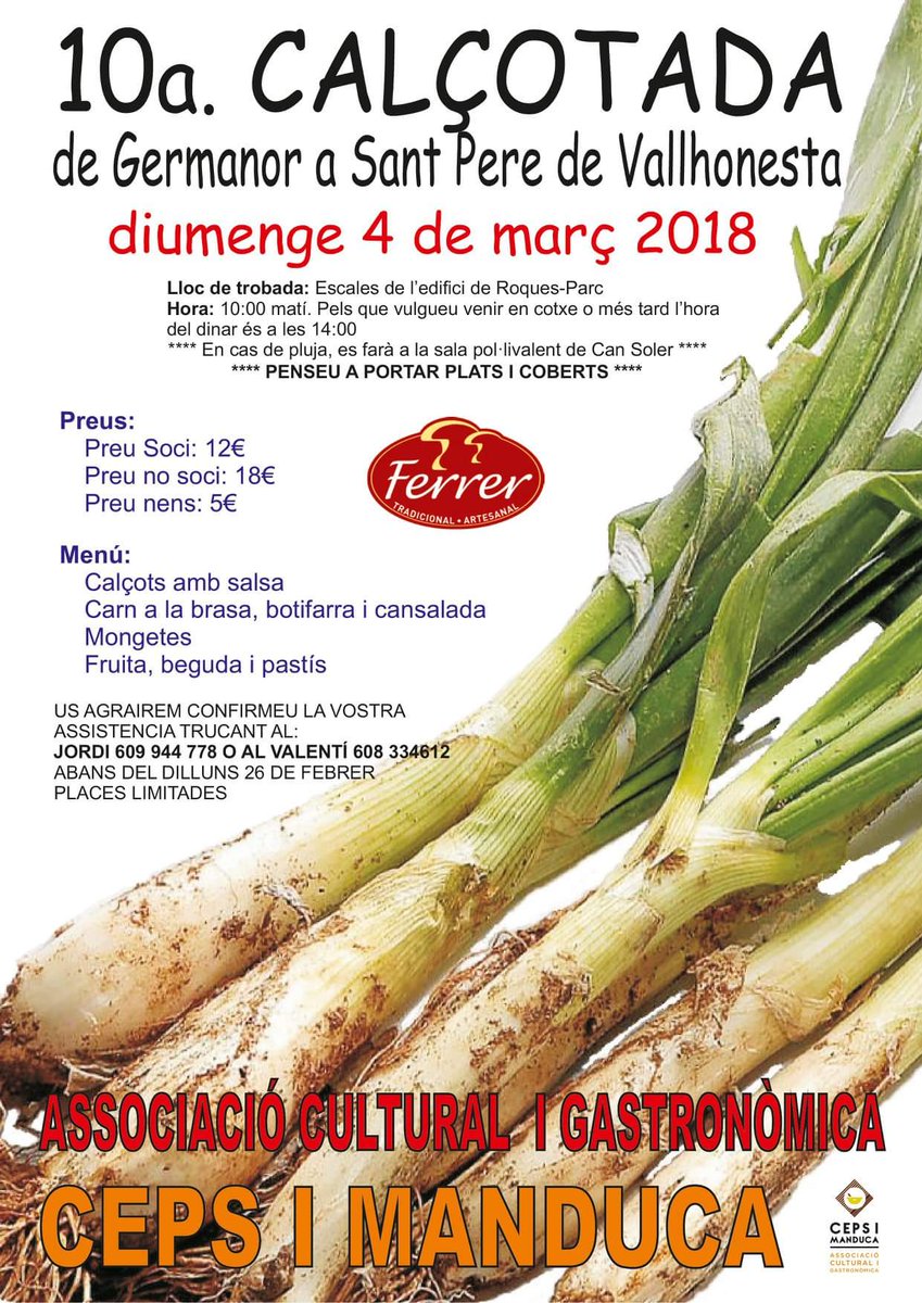 CepsiManduca's tweet photo. Tot a punt per gaudir la 10a. #calçotada de #CepsiManduca a #svcastellet #Bages ❗
@ConservesFerrer
@CarreraVila @JosepBelmonte @VilaCarrera @SusanaL27154259 @JordiSubiranaLl https://t.co/0VbxARl6ga