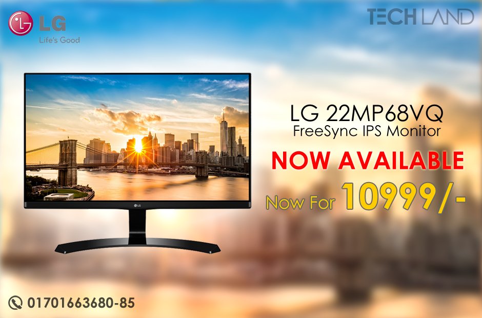 TechLandBD's tweet photo. Wait is over! New stock of LG 22M68VQ Borderless IPS FreeSync Monitor is now available at Tech Land - BD. Now with new exclusive price and 3 years warranty.

#TECHLAND #FREESYNC #22MP68VQ #IPS #FREESYNC #MONITOR #GAMING_MONITOR https://t.co/E5t950T3UG