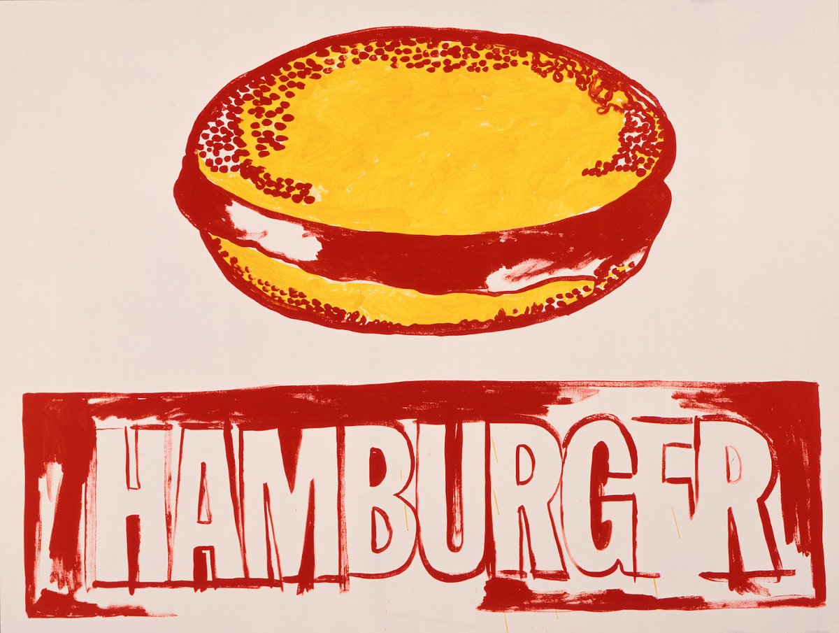 MHD_Studio's tweet photo. #FontSunday 'Hamburger' (1985) with 'Coca-Cola [4] Large Coca-Cola' (1962) by Andy Warhol #Art #Design #Fastfood #PopArt @DesignMuseum https://t.co/SyS5F1peiF