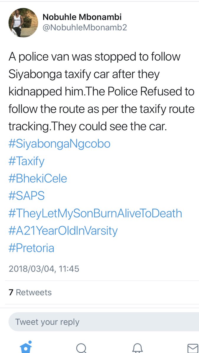 HlongwaneLL's tweet photo. @AdvBarryRoux Please investigate who these police officers are, who refused to protect #SiyabongaNgcobo #taxify driver from being murdered. The family of @NobuhleMbonamb2 is crying &amp; #BhekiCele should intervene. https://t.co/KUxnDfjb11