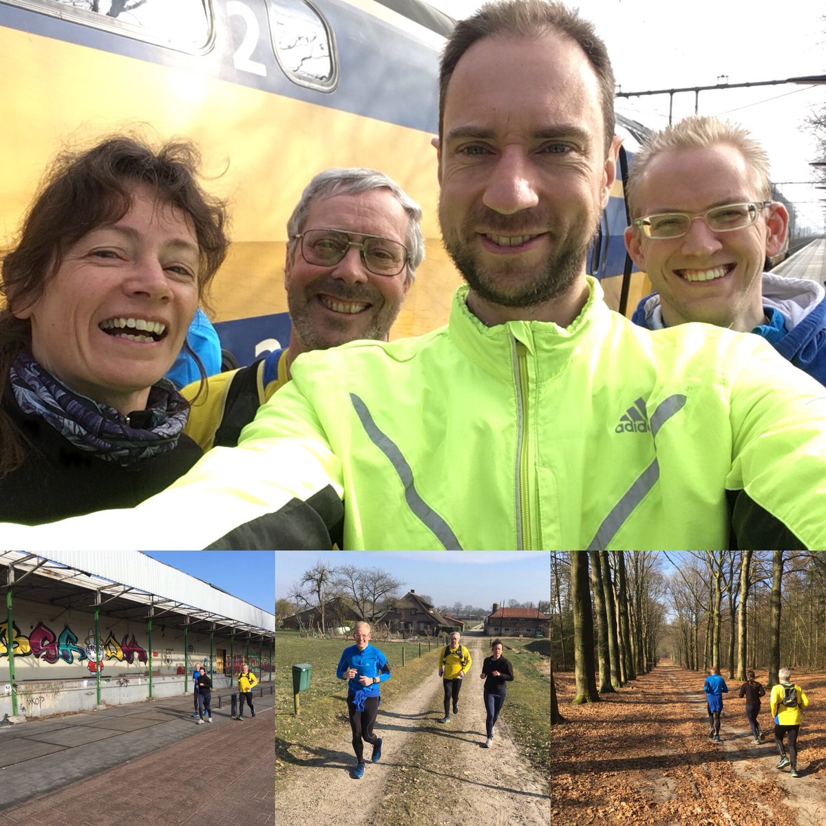srprstrainrun's tweet photo. Dat was een geslaagde #surprisetrainrun! Op Utrecht CS de trein gepakt naar station Veenendaal-De Klomp. Vanaf daar liepen we met z’n vieren 14,5 km hard naar station Rhenen. Tot slot weer met de trein terug naar Utrecht. #reisjefit #treinleven #STR3 #loopmaatjes https://t.co/wBKvczjiwi