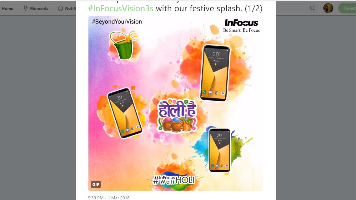 kartiksaysnow's tweet image. Here is my screen shot

#InFocusWaliHoli #HappyHoli #InFocusVision3s