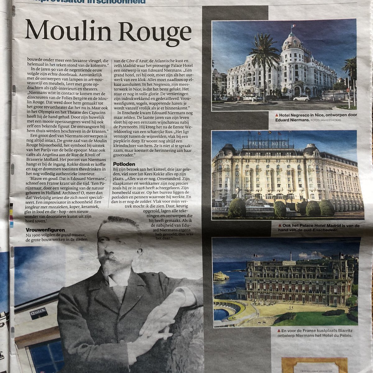 Gerard Niermans #Enschede DE Architect van
#MoulinRouge (Parijs) #HotelNegresco (Nice)
#HotelduPalais (Biarritz)
#PalaceHotel (Madrid)
#Olympia (Paris)
#TheatreDesCapucins (Parijs)
#DagbladTubantia #JanKeesKokke
