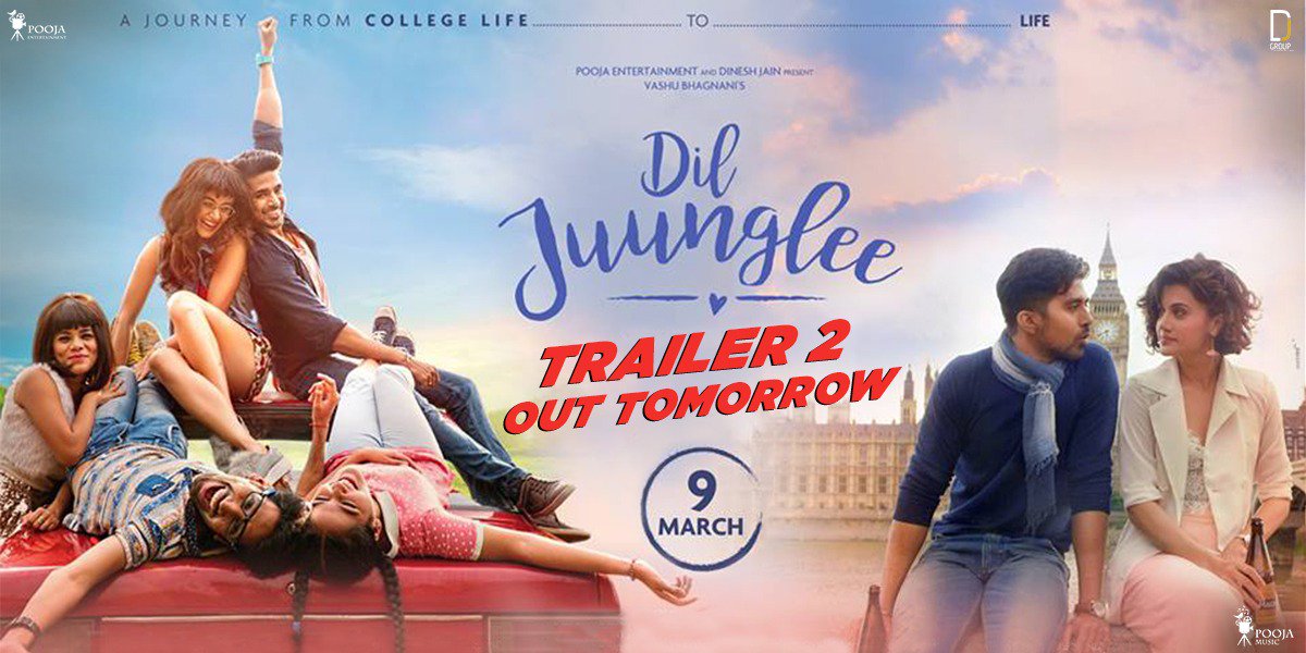poojafilms's tweet photo. Juungleepan ka double dose! Stay tuned! #DilJuungleeTrailer 2 coming out tomorrow!

#DilJuungleeOn9March @PoojaMusic_ @honeybhagnani @jackkybhagnani @Sen_Aleya @taapsee @Saqibsaleem @abhilashthapli @Nnidhisin @SBarmola https://t.co/KUPa021xo9