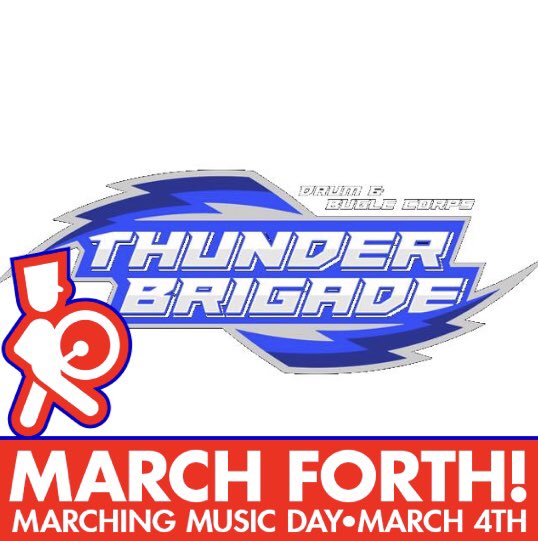 Be there for our March rehearsal! Next Sunday, 3/11! Email heather@thunderbrigade.org for more info! #MarchForth #MarchingMusicDay #tb2018 🌩🔵 #blue5