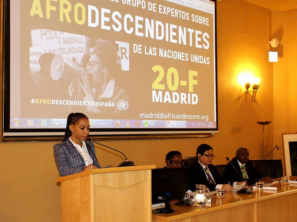 franciscojtovar's tweet photo. #AFRICANDESCENT Celebramos el liderazgo de nuestra #Afrohermana @isabellemamadou (Coordinadora del #MOVIMIENTOPORLAPAZ; quién, tras un arduo trabajo, logró la materialización de la visita del #GRUPODEEXPERTOSAFRODESCENDIENTES #WGEPAD de @nacionesunidas a #ESPAÑA https://t.co/rgbatlBJMX