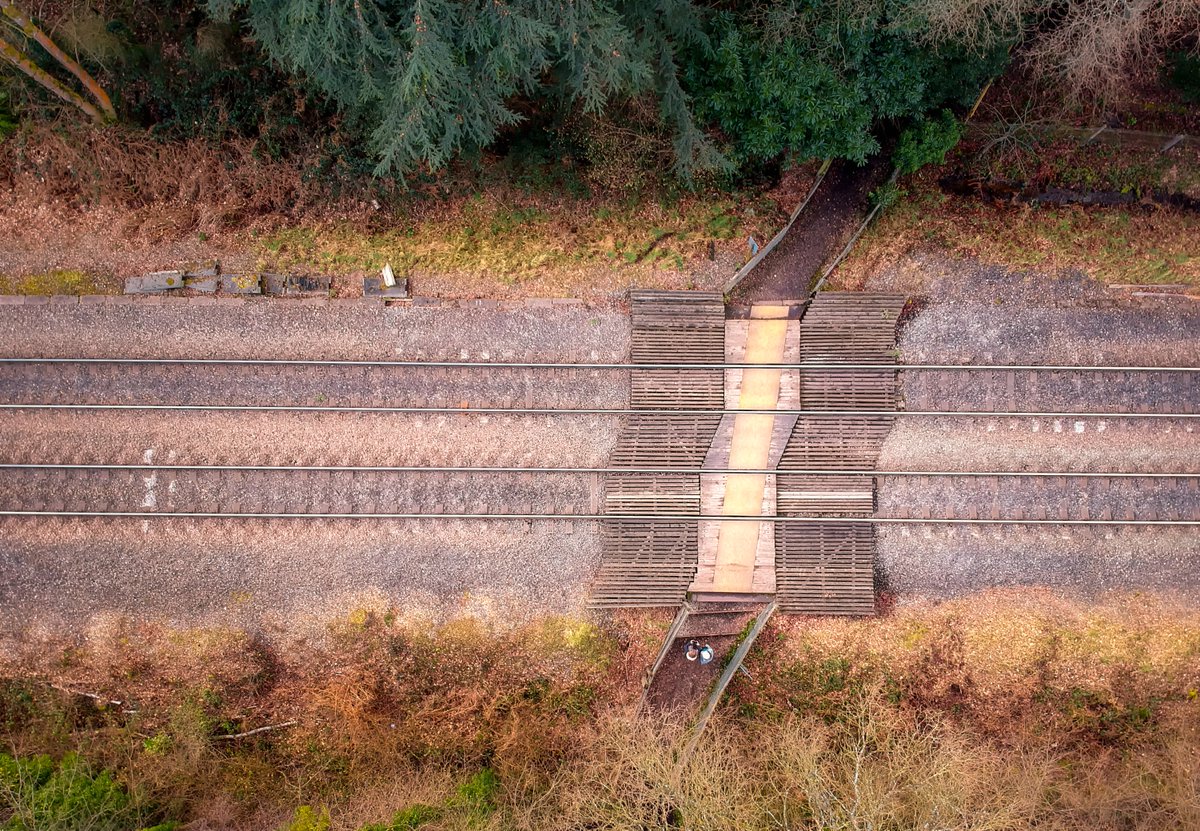 Our #DJISpark is the perfect 'Just in case' #drone to pack for when we just never know if the day will feature a site worth a shot in the air. Like this #pic from a walk through the woods in #Crowthorne 📸 #dronedreamsuk #dronephotography #aerialview #traintracks <a href="/CrowthorneNews/">Crowthorne</a>