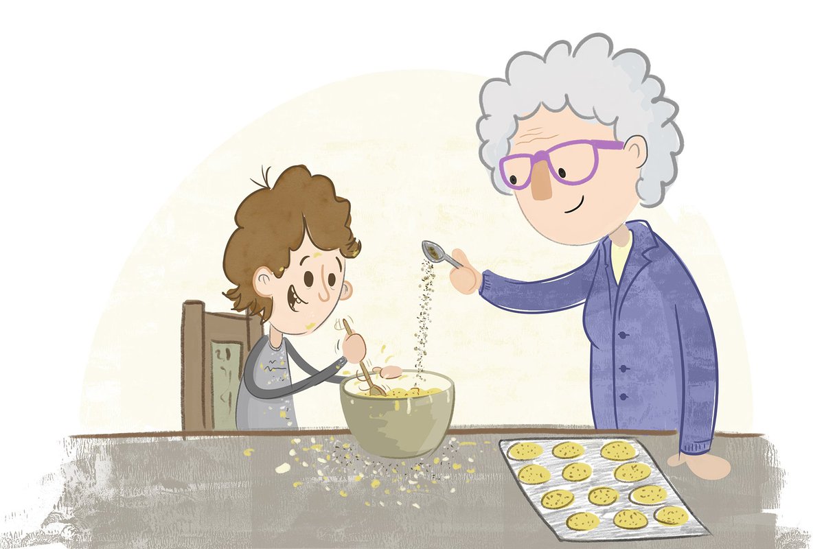 neilbaker_egg's tweet photo. Earlier this year I lost my Grandma. She thought me to bake and a heck of a lot of other things. This is me and her back in the day. #mothersday #kidlitart #illustration https://t.co/fmrIF3nk3f