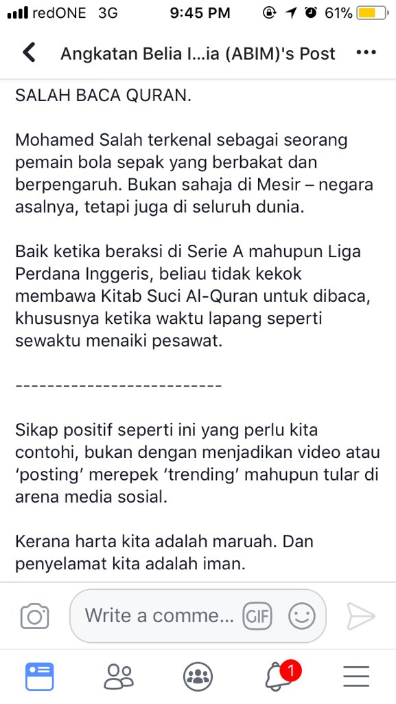 tufairies's tweet photo. Wife: kiranya selama ni salah baca Al-Quran la

Me: eh yeke? Mana awak tau?

Wife: yela salah baca Al-Quran. Awak pun takkan tak tahu

Me: awak jangan pandai2 kata kita salah baca Al-Quran

Wife: subhanallah apa pulak ni? Baca ni https://t.co/mz2tp2DuYs