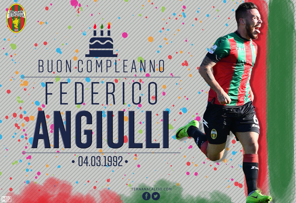TernanaOfficial's tweet photo. 👉 BUON COMPLEANNO FEDERICO ANGIULLI! 🎂
Oggi il nostro centrocampista, Federico #Angiulli spegne 2️⃣6️⃣ candeline. Da parte di tutta la #TernanaUnicusano, buon compleanno Federico ❤️💚
#CalcioVero #SerieB https://t.co/tZM4bJuK6U #Fere #LNPB #Terni @Lega_B https://t.co/ZIZCjOH1uW