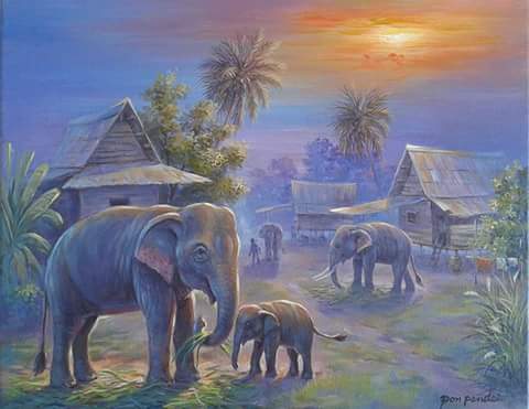 PandeePon's tweet photo. ภาพเขียนจากหมู่บ้านช้าง จ.สุรินทร์ https://t.co/c28xhOfNGM