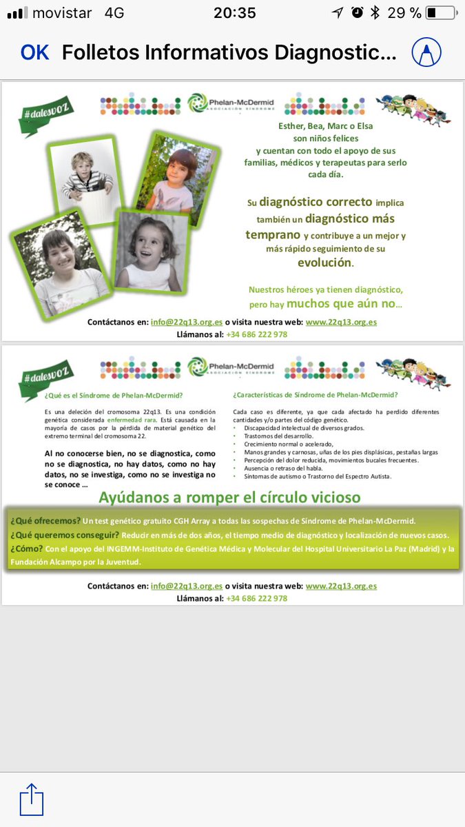 raquelsastrecom's tweet photo. Enseñadle este tweet a todos los pediatras y médicos de familia que conozcáis. A los padres que creen que sus hijos no tienen un desarrollo normal. El #PhelanMcDermid está infradiagnosticado porque NO SE CONOCE. Y, lo que no se conoce, no se diagnostica. RT #SabesleerTodosLosDias https://t.co/cugOlZ5O7Q