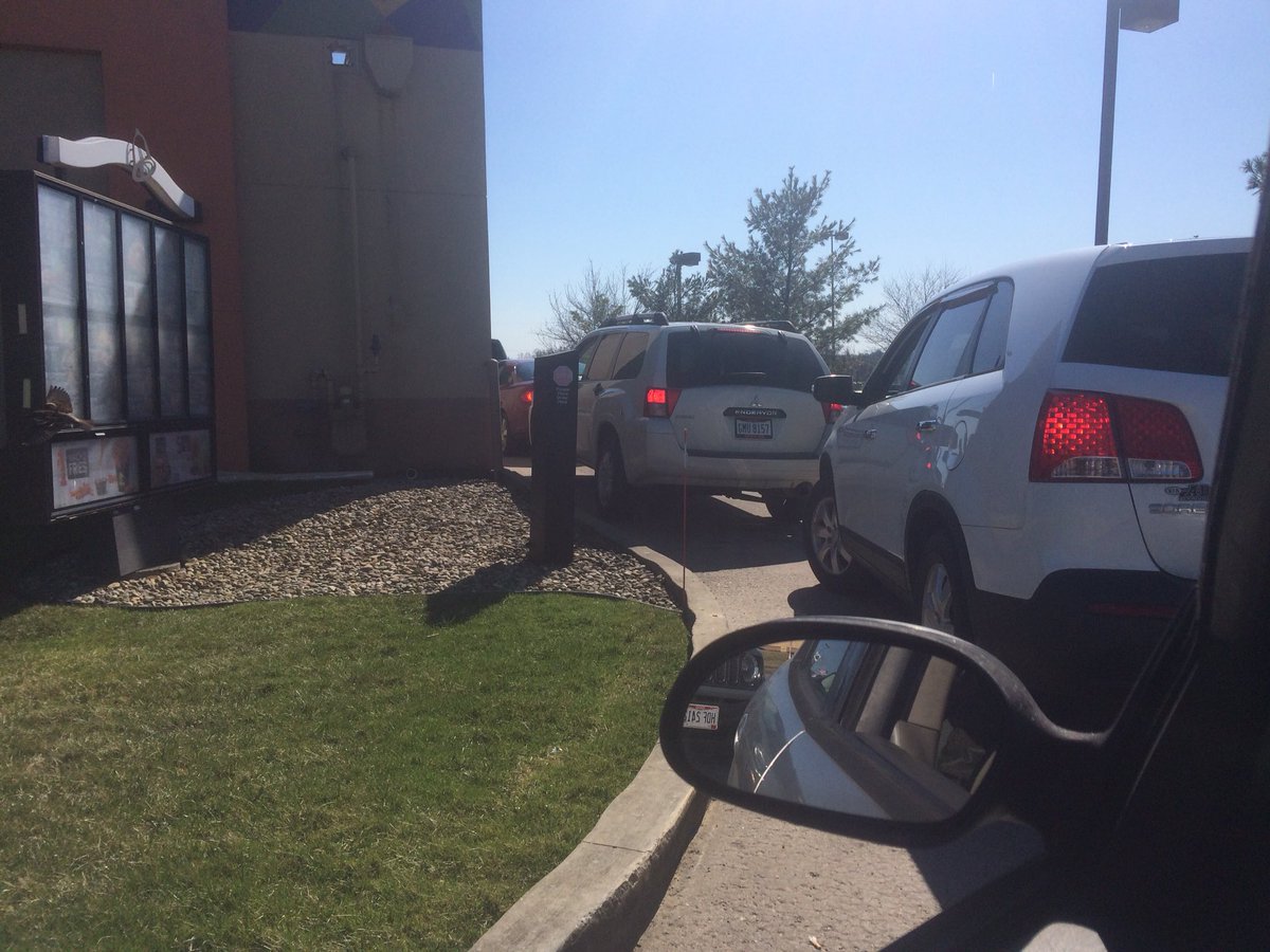 The lovely view of <a href="/tacobell/">Taco Bell</a> in St. Clairsville, OH. Been here 15 minutes and haven’t even placed an order. Sat in this same spot most of my time.