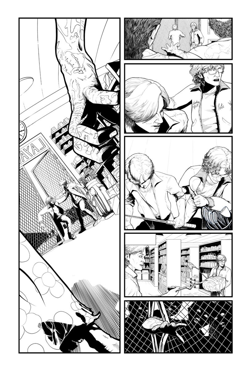 JoeCrowArt's tweet photo. New page. Only 10 more to go now. 🤘🏽🖤🤘🏽 #makingcomics #comics #creatorownedcomics #surroundedbydeath #SbD2 #inks #panels #pages #drawing https://t.co/8M0O3oFZXm