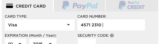 #UX tip: the "credit card number" field must allow and auto-format spaces (80% don't). 

baymard.com/blog/credit-ca…

 #usability
