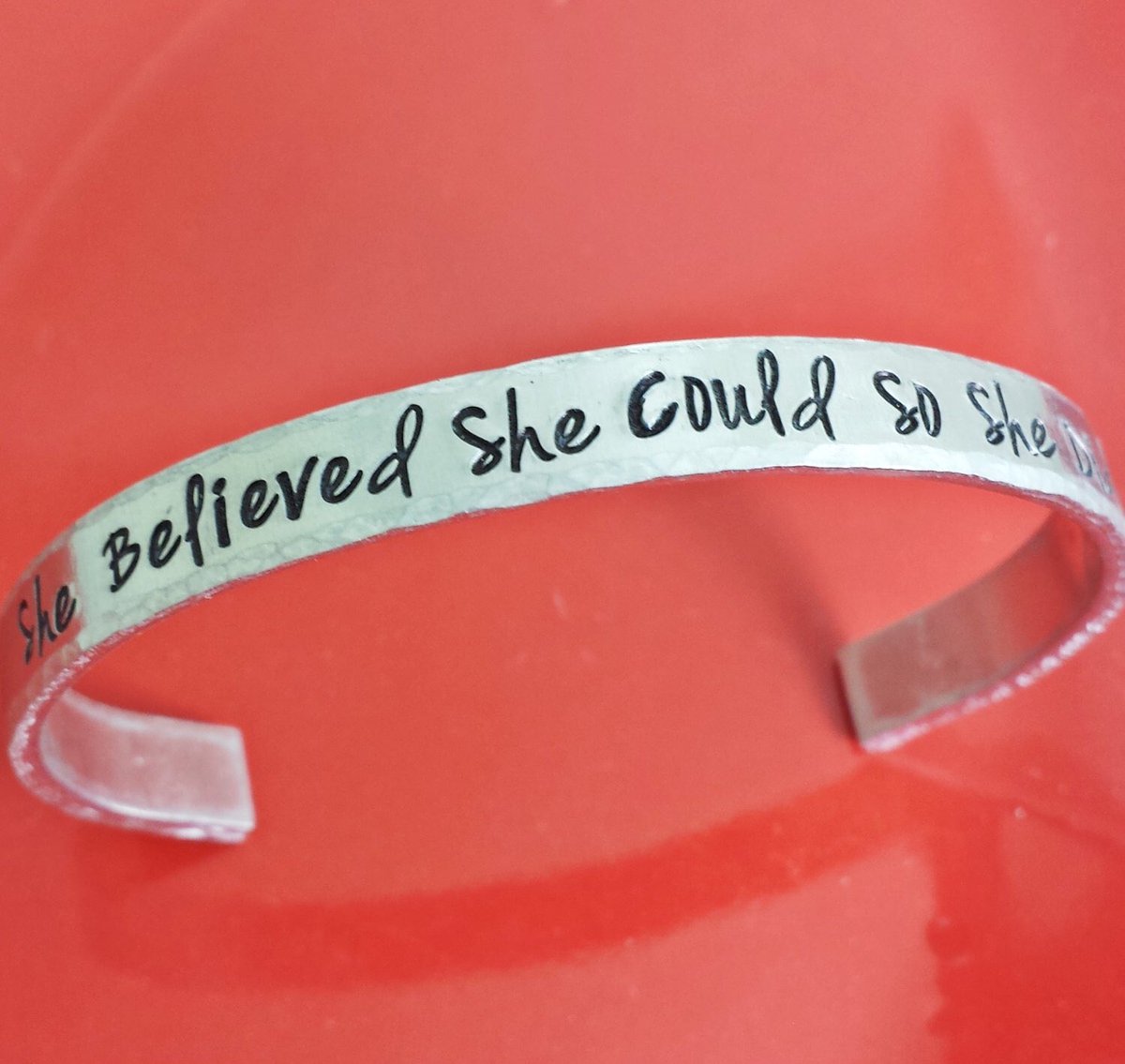 JMBJewelers's tweet photo. Personalized Hand Stamped Cuff Bracelet- She Believed She Could So She Did Bracelet - Graduation Gift -Stamped Aluminum Cuff Bracelet #jewelry #bracelet #personalizebracelet #adjustablebracelet #stampedbracelet #giftsforher #womensbracelet #shebelievedshe https://t.co/UAopYWtJ16 https://t.co/MmugF4hRly