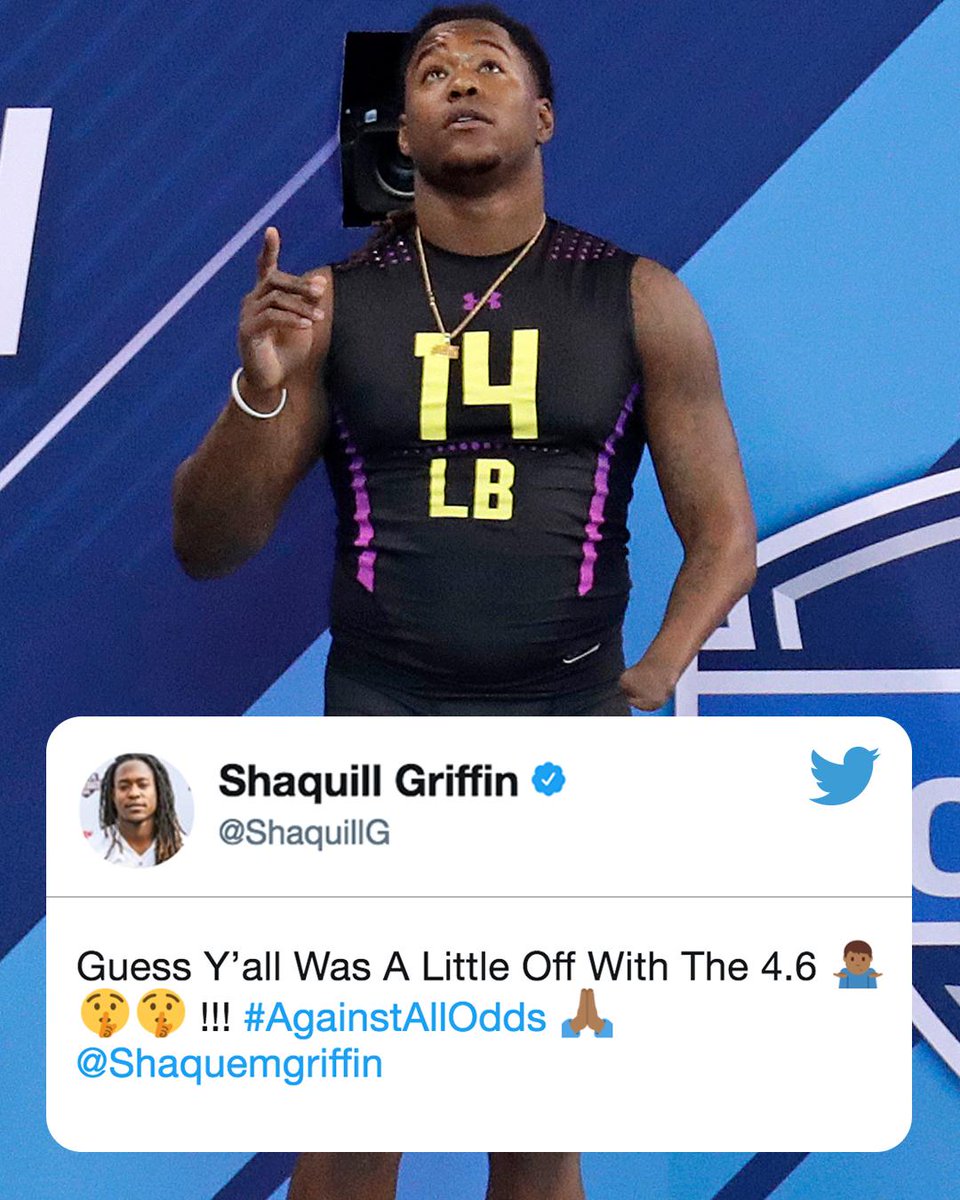 espn's tweet photo. Shaquem Griffin just clocked a 4.38.

His brother Shaquill called out the doubters. https://t.co/oBl1mpNL3Z