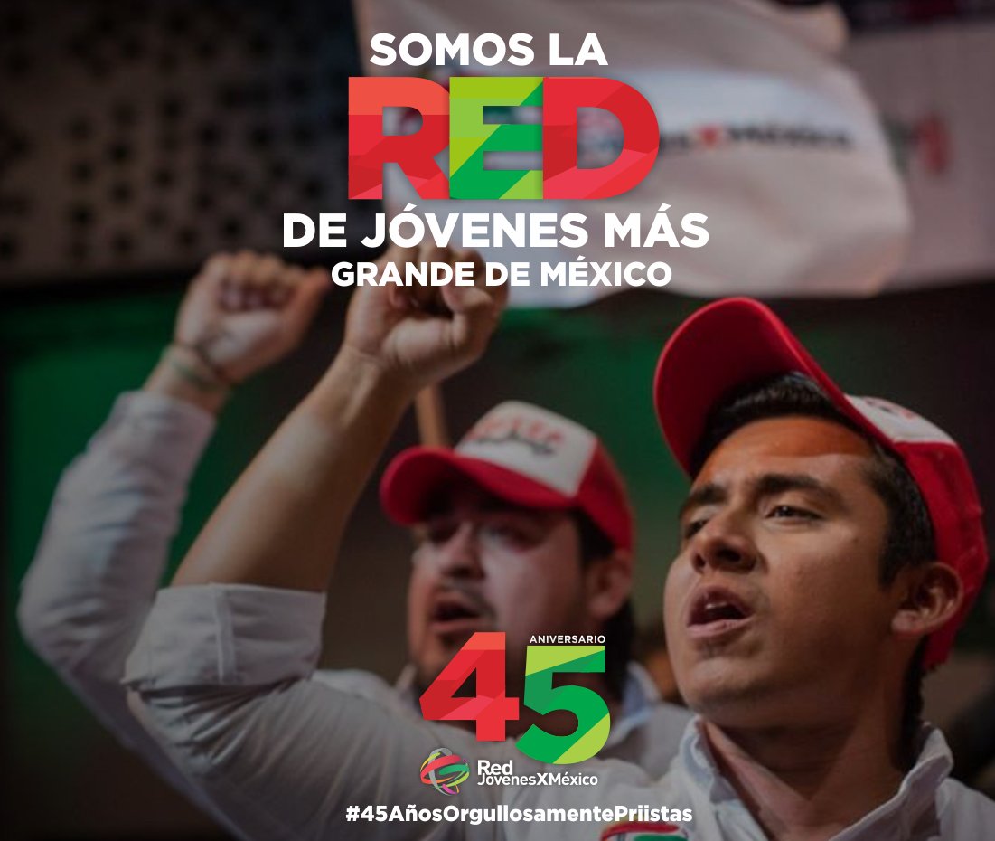 LaRedOficialMx's tweet photo. Hoy cumplimos 45 años de impulsar la participación juvenil. ¡Dilo con orgullo, eres parte de la #RJXM! https://t.co/STs8V7WNn4