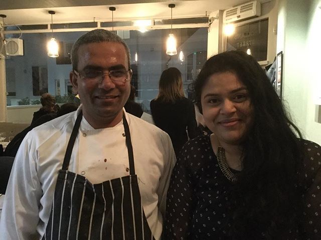Walpolegirl's tweet photo. Let the superb cooking of Chef Saurav Nath begin. I will be posting pics of his menu ‘A Modern Indian Vegan’ #excitedtotrythisfood #vegansupperclub #modernindianveganfood with @travelsfortaste #igfood #instafood #foodphotography #food-pics #iguk #buzzfee… https://t.co/ensQmkI5ZM https://t.co/VzMIp5kzDp