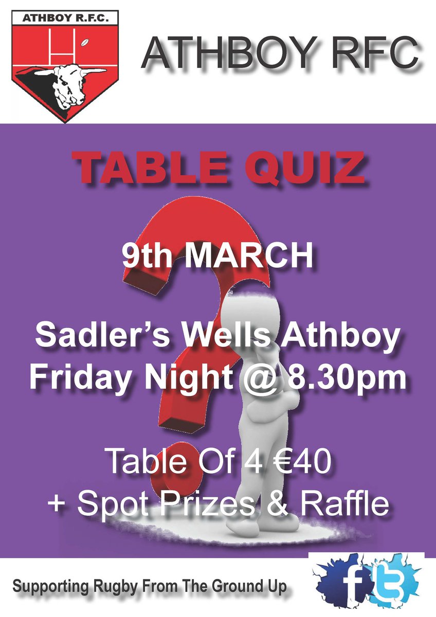 Athboy Rfc On Twitter Rugby Cabinfever Table Quiz This