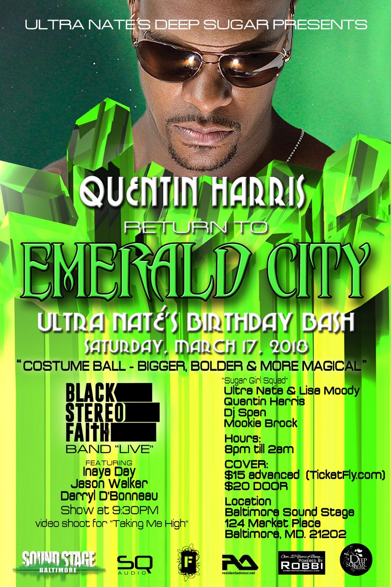 DEEPSUGAR's tweet photo. #swipeleft๐๐ฝ Weโre just 2 weeks away from #massive #EmeraldCityCostumeBall @ultranatemusic #BdayBash w @originalDjSpen @Quentin_Harris @LisaMoody and #blackstereofaithband #LIVEโผ๏ธโผ๏ธ doors #8pmtil2am #showtime930pm @BmoreSoundstage #advtix available now @ticketfly https://t.co/2RsB5pclhm