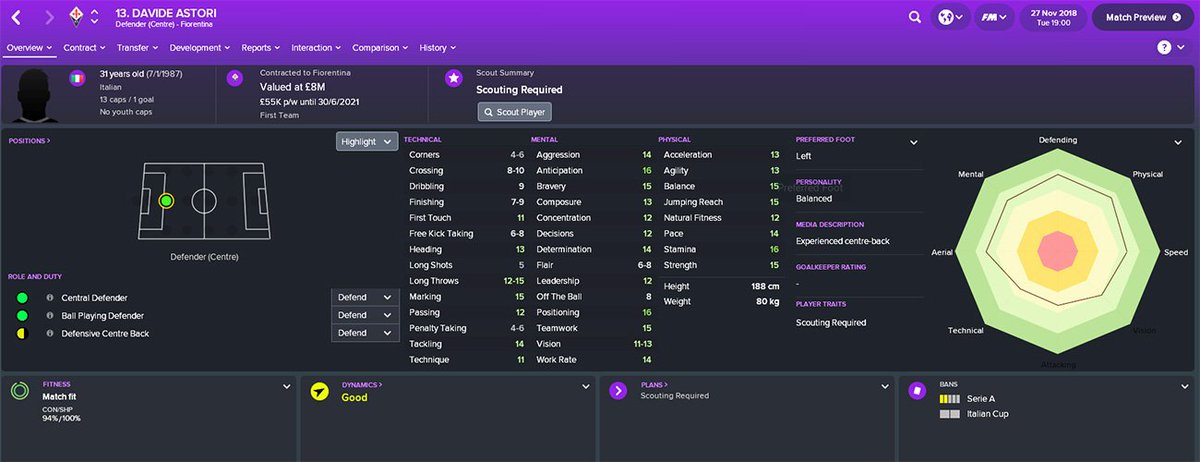 kincirdotcom's tweet photo. Davide Astori sering banget jadi salah satu inceran buat dibeli di #FootballManager karena statnya yang ciamik dan harganya terjangkau. Sedih pas #FM19 nanti udah enggak bisa mainin dia lagi #DavideAstori #RIP #GoodDefender https://t.co/jyKPca3ovB