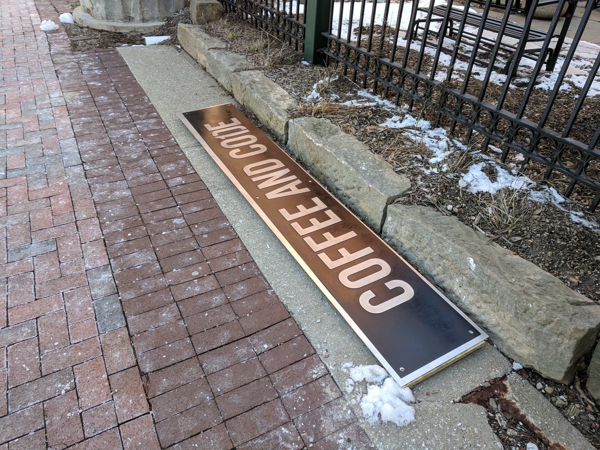 browningeric's tweet photo. New sign going up today @coffeeandcode . Awesome work by @krunchworks ! https://t.co/cmSxKfKb2C