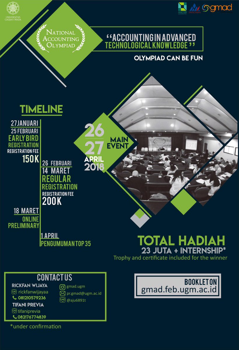 National Accounting Olympiad (NAO) 2018 | Open Registration Reguler: 26 Februari 2018 - 14 Maret 2018 | Check out more on gmad.feb.ugm.ac.id