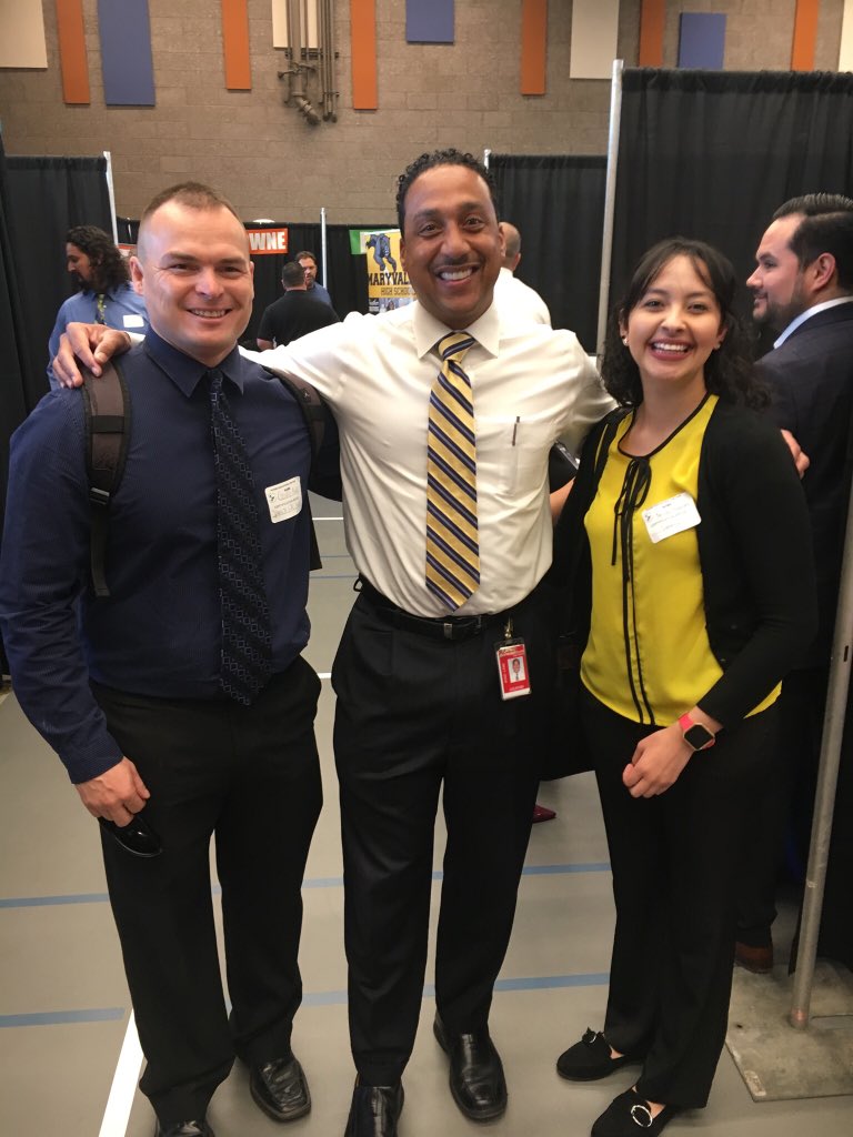 Wyandotte_High's tweet photo. The @PhoenixUnionHS #JobFair is better than the NBA Draft and the NFL Dtaft put together. Getting the opportunity to select from the best teachers in Arizona is Priceless. @SouthMountainHS #WorldLanguageDept https://t.co/A7FedI3Zbq