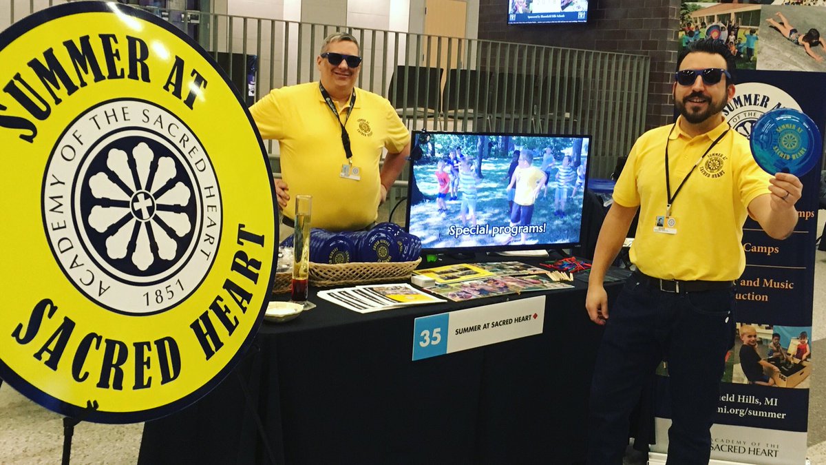 SacredHeartMI's tweet photo. Stop by the #SummerAtSacredHeart booth @MetroParent #CampExpo for some swag!  We’re at Bloomfield Hills High School until 3:30! Register for camp now: https://t.co/JwY46WoZw8 https://t.co/RWTmHbNkr6