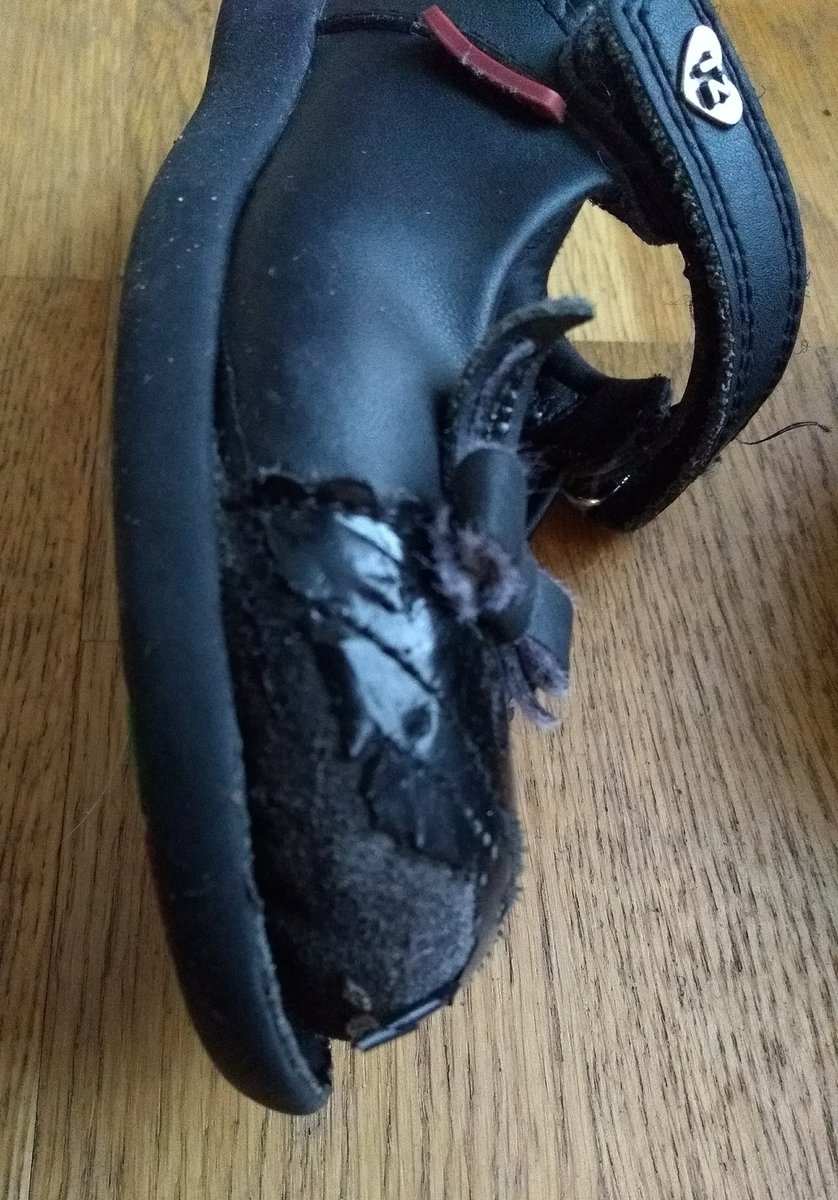brickybeak's tweet photo. @tu_clothing really disappointed with school shoes, one has completely come apart. Didn't even last 6 months https://t.co/1NDh02Sban