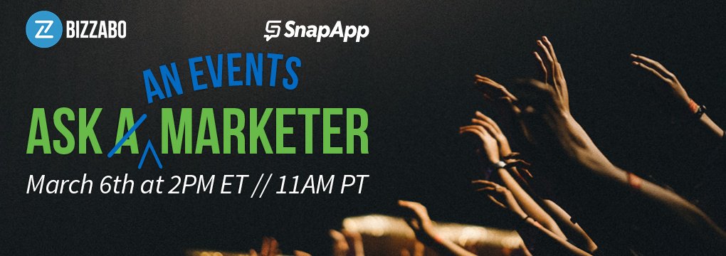 Bizzabo's tweet photo. We can't wait to talk about event #marketing best practices with @Snap_App this Tuesday. Sign up for the webinar here: https://t.co/ydeCVrONo0 https://t.co/7rC6ycOtTm