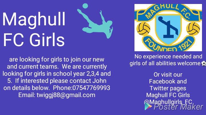 Looking for girls #interested in #football to #join #current & #new / #newly formed #teams with @MaghullGirls_FC

 #Girls in current school yr 2,3,4 & 5 #Keystage1 #Keystage2

#All abilities #welcome.  

#Contact details in the #picture 

#Fun
#Friends
#Development 
#Magmentum
